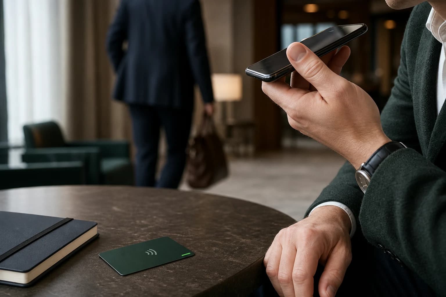 A professional records a voice note after a business conversation